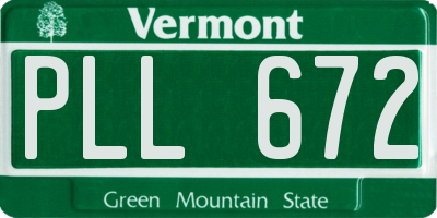 VT license plate PLL672