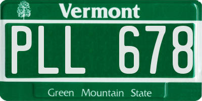 VT license plate PLL678