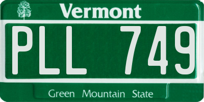 VT license plate PLL749