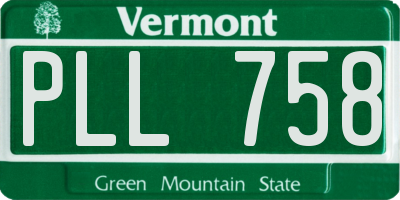 VT license plate PLL758