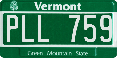 VT license plate PLL759