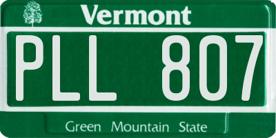 VT license plate PLL807