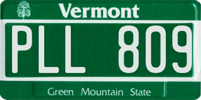 VT license plate PLL809