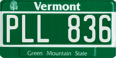 VT license plate PLL836