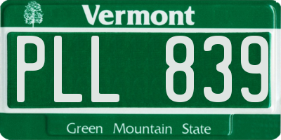 VT license plate PLL839