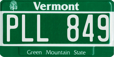 VT license plate PLL849