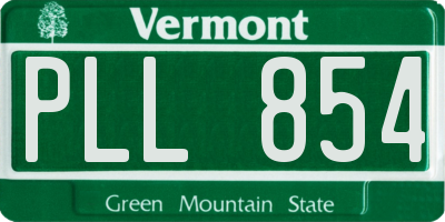 VT license plate PLL854