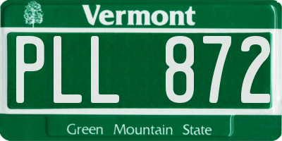 VT license plate PLL872