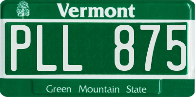 VT license plate PLL875