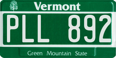 VT license plate PLL892