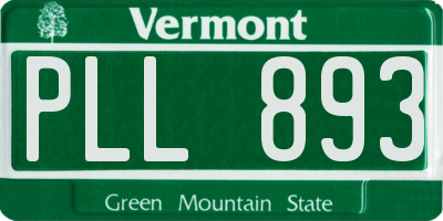 VT license plate PLL893