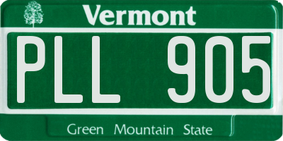 VT license plate PLL905