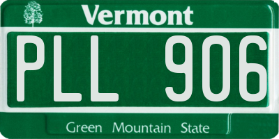 VT license plate PLL906