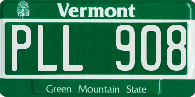 VT license plate PLL908