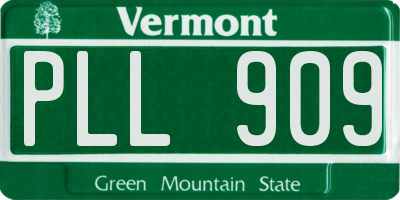 VT license plate PLL909