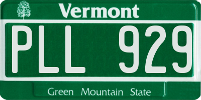 VT license plate PLL929