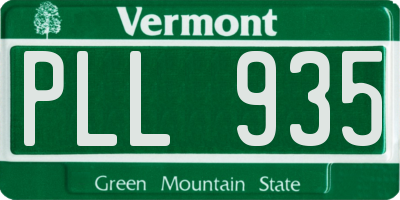 VT license plate PLL935