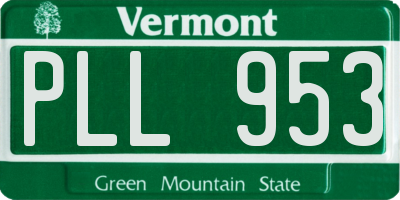 VT license plate PLL953
