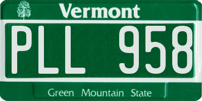 VT license plate PLL958