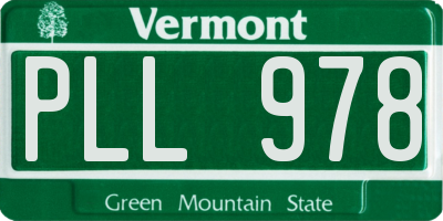 VT license plate PLL978