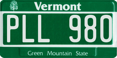 VT license plate PLL980