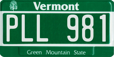VT license plate PLL981