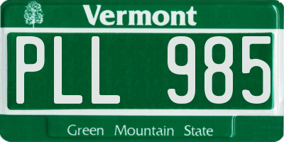 VT license plate PLL985