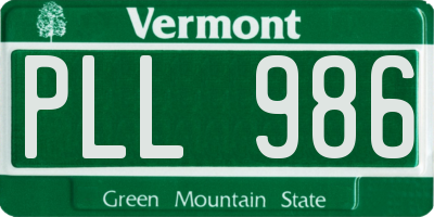 VT license plate PLL986