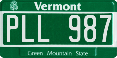 VT license plate PLL987