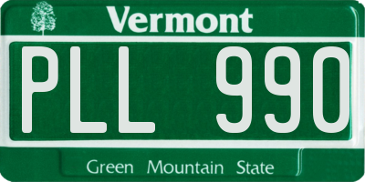 VT license plate PLL990