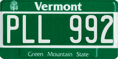 VT license plate PLL992