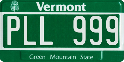 VT license plate PLL999