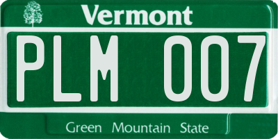 VT license plate PLM007