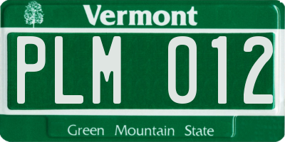 VT license plate PLM012