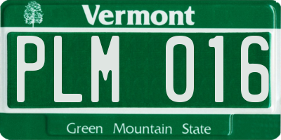 VT license plate PLM016