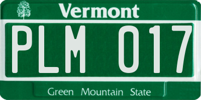 VT license plate PLM017