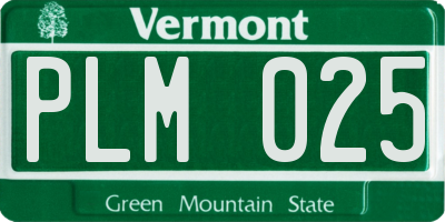 VT license plate PLM025
