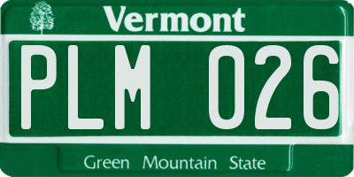 VT license plate PLM026
