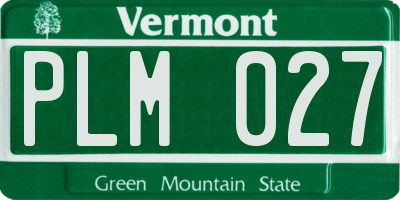 VT license plate PLM027