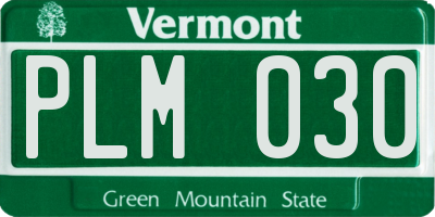 VT license plate PLM030