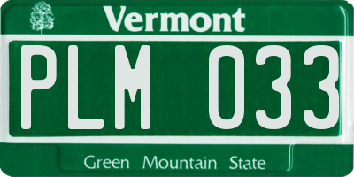 VT license plate PLM033