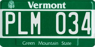VT license plate PLM034