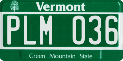 VT license plate PLM036