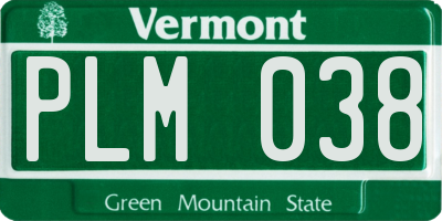 VT license plate PLM038