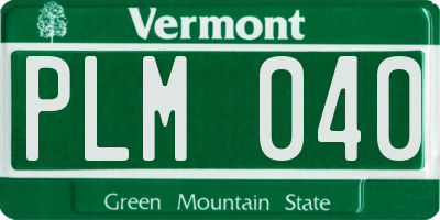 VT license plate PLM040