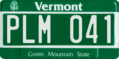 VT license plate PLM041