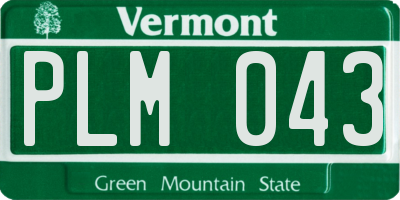 VT license plate PLM043