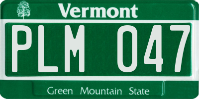 VT license plate PLM047
