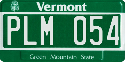 VT license plate PLM054
