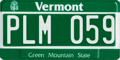 VT license plate PLM059